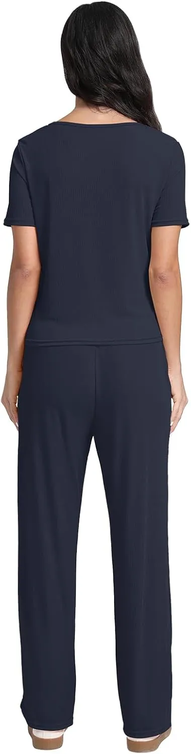 2 Piece Set For Women With Pockects,Wide Leg Pants Tracksuit Set Women
