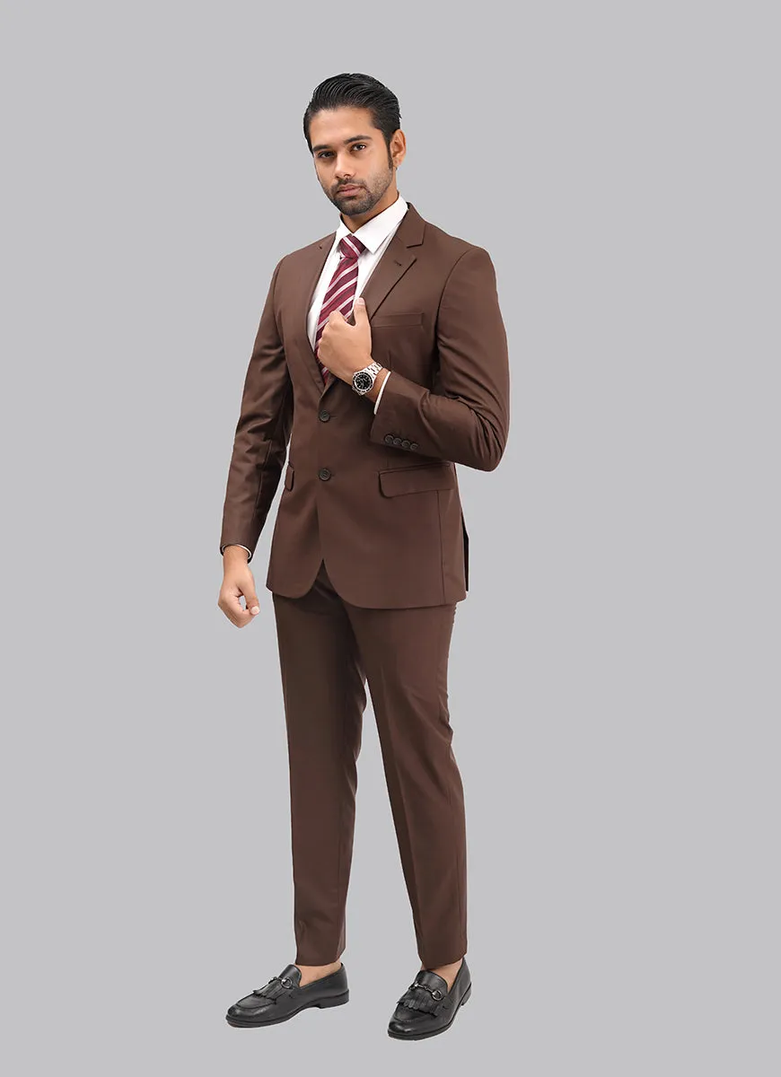 2-Piece Suit Premium Chocolate Brown Plain