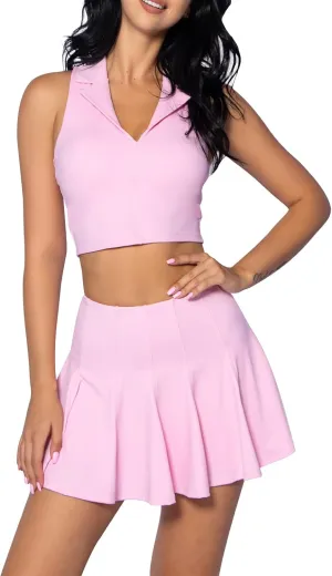 2 Piece Tennis Dress for Women Pleated Tennis Skirt Sleeveless Racerback Padded Crop Top Golf Workout Outfits