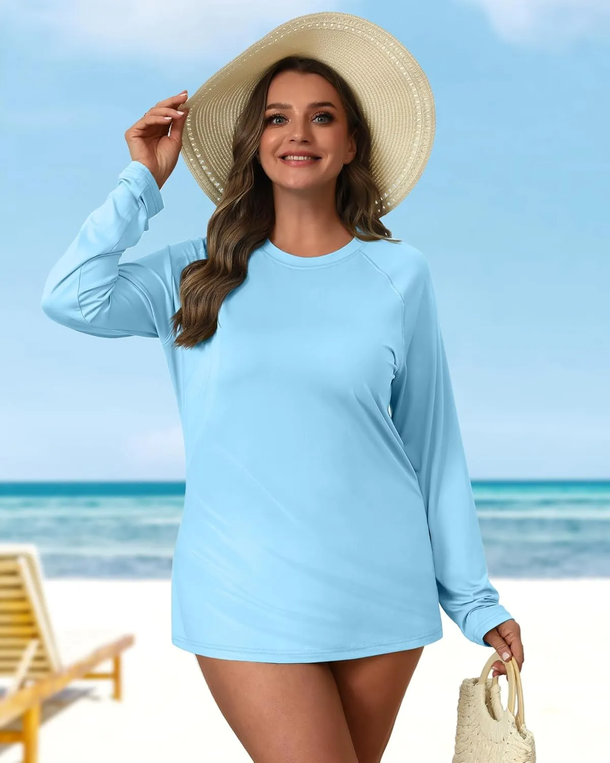 3 Pack Women's Plus Size Rash Guard Shirts Long Sleeve Swim Tops Sun Protection Quick Dry Loose Crew Neck Swimsuits