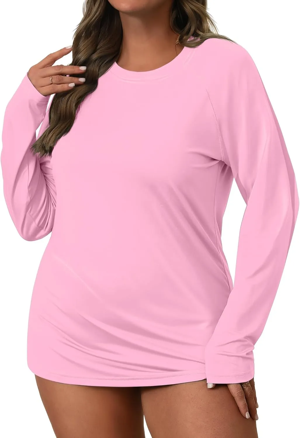 3 Pack Women's Plus Size Rash Guard Shirts Long Sleeve Swim Tops Sun Protection Quick Dry Loose Crew Neck Swimsuits