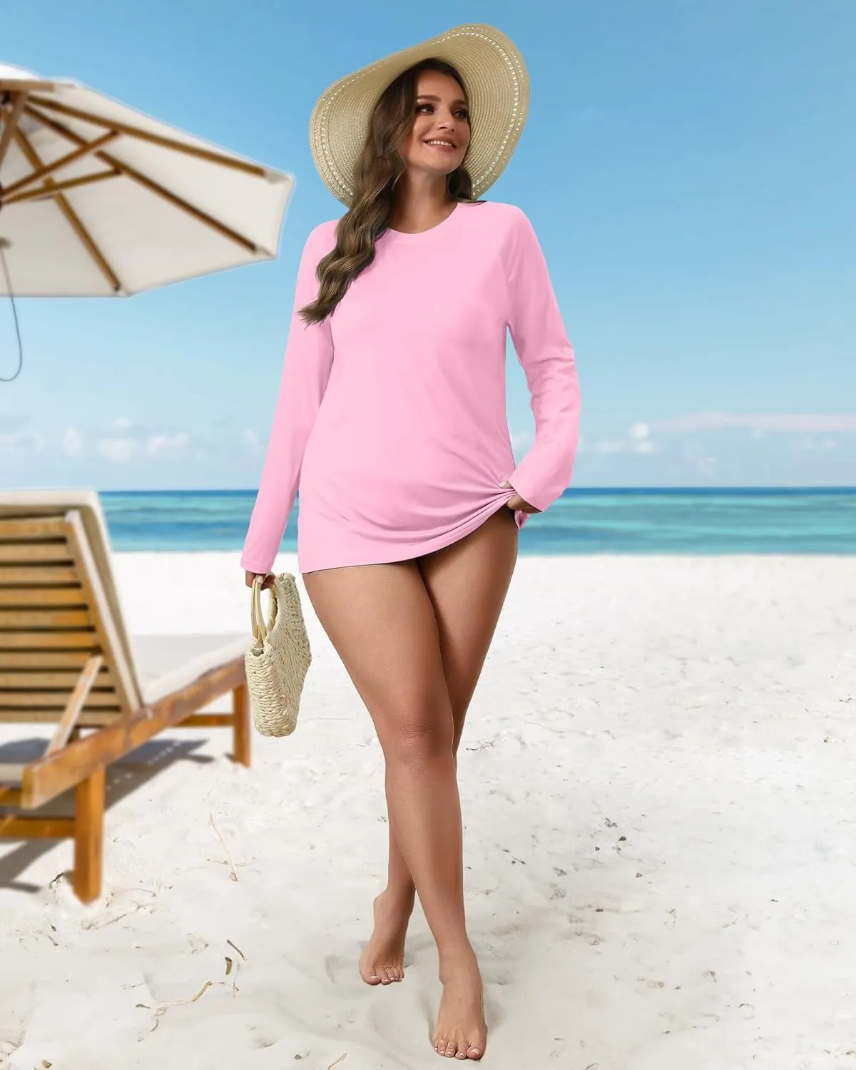 3 Pack Women's Plus Size Rash Guard Shirts Long Sleeve Swim Tops Sun Protection Quick Dry Loose Crew Neck Swimsuits