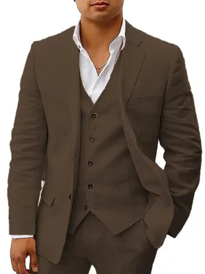 3 Pieces Men's Suits Cotton Linen Business Suit