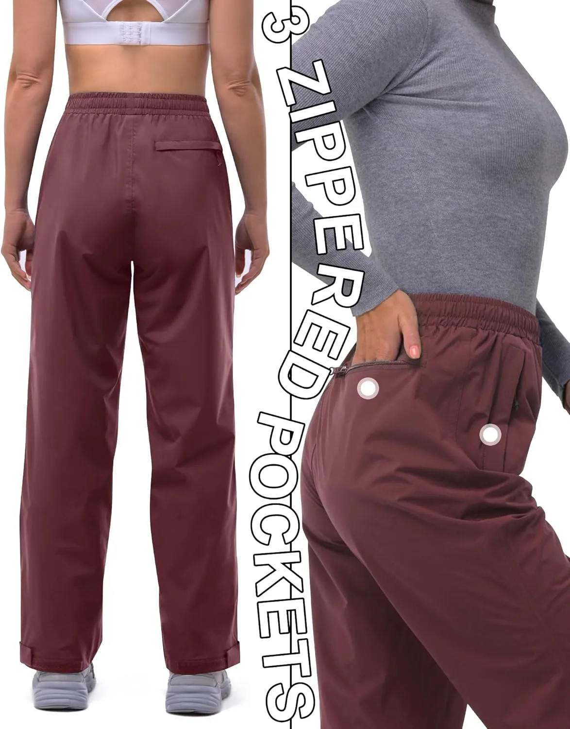 33,000ft Women's Rain Pants Lightweight Breathable Waterproof Pants Windproof Overall Pant for Hiking, cyclin, Golf, Outdoor