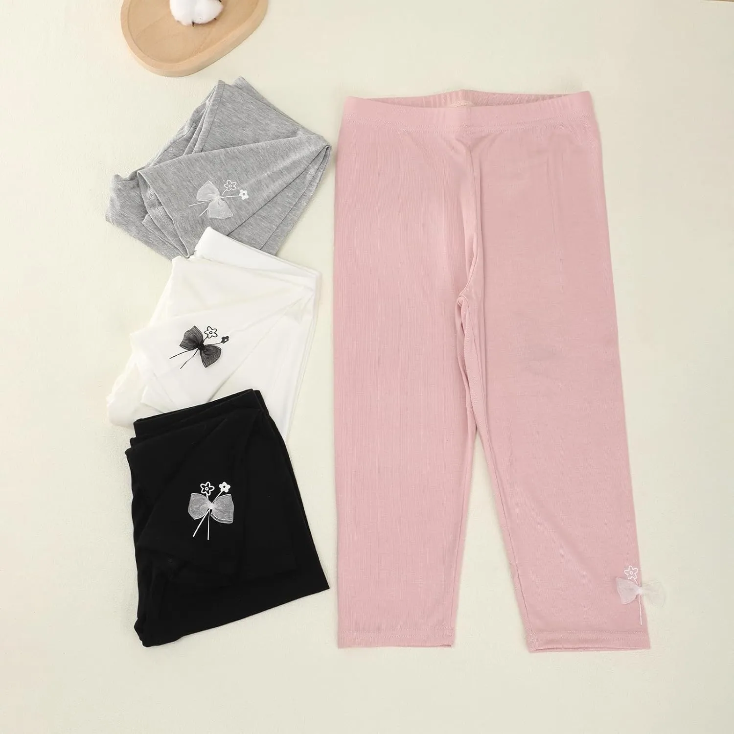 4 Pack Girls Capri Leggings Yoga Pants for Girls 3/4 Summer Pants