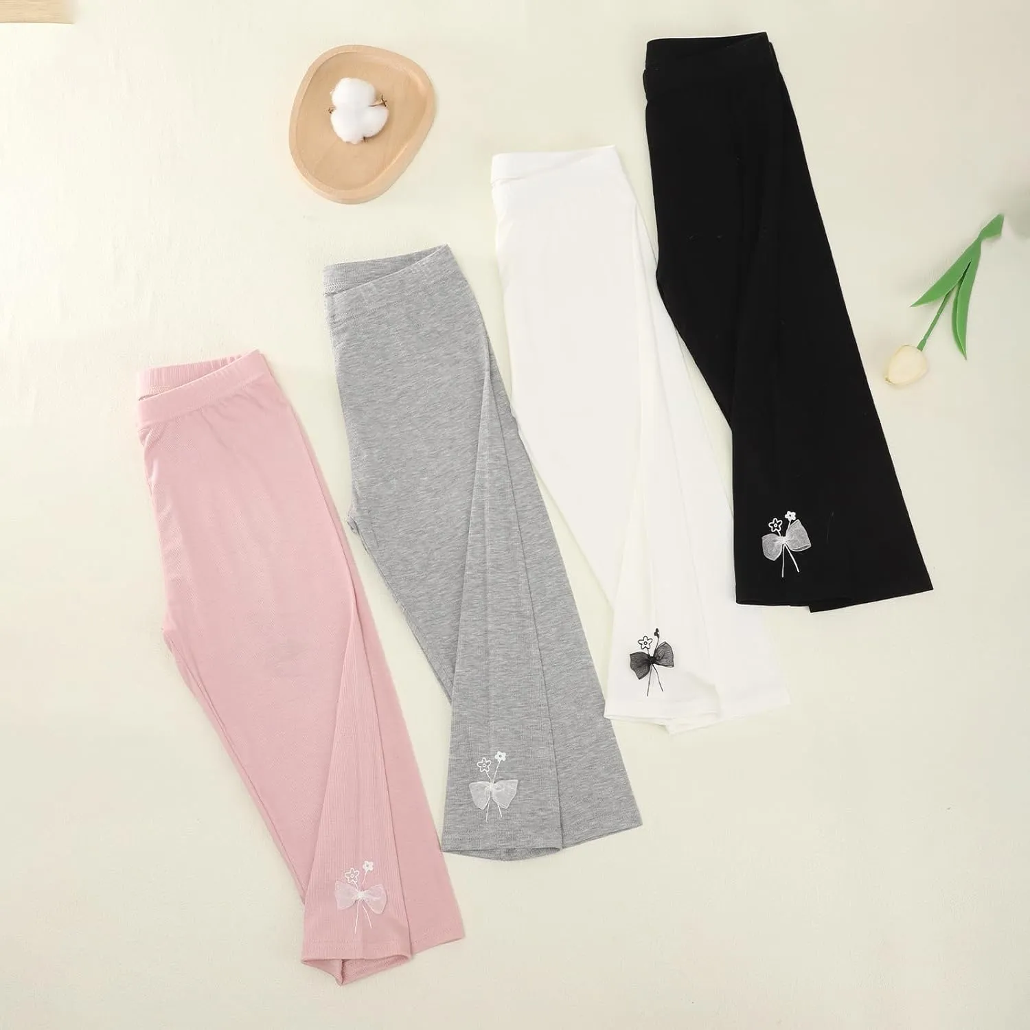 4 Pack Girls Capri Leggings Yoga Pants for Girls 3/4 Summer Pants