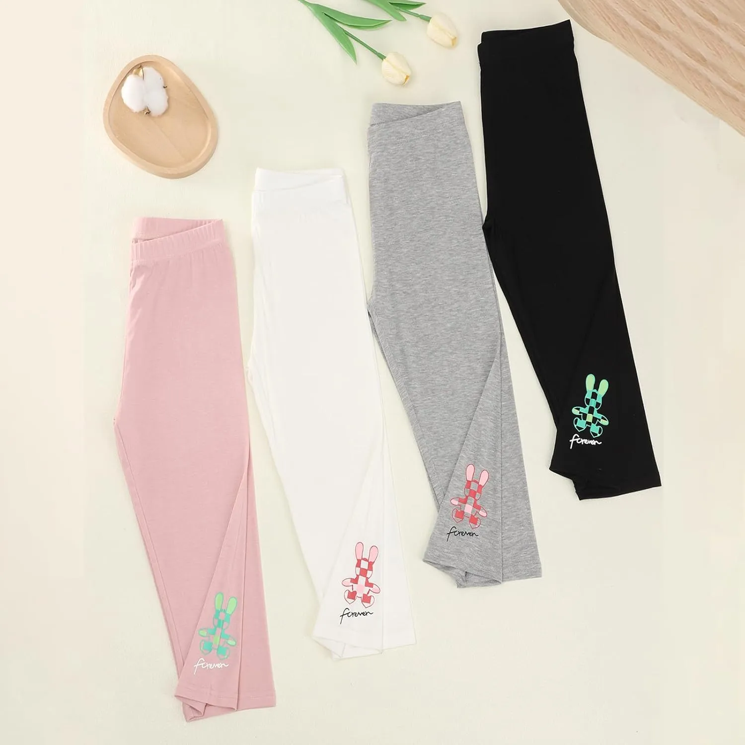4 Pack Girls Capri Leggings Yoga Pants for Girls 3/4 Summer Pants