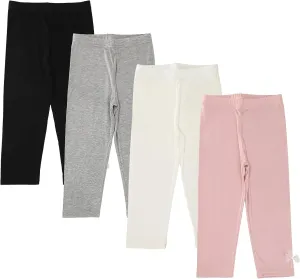 4 Pack Girls Capri Leggings Yoga Pants for Girls 3/4 Summer Pants