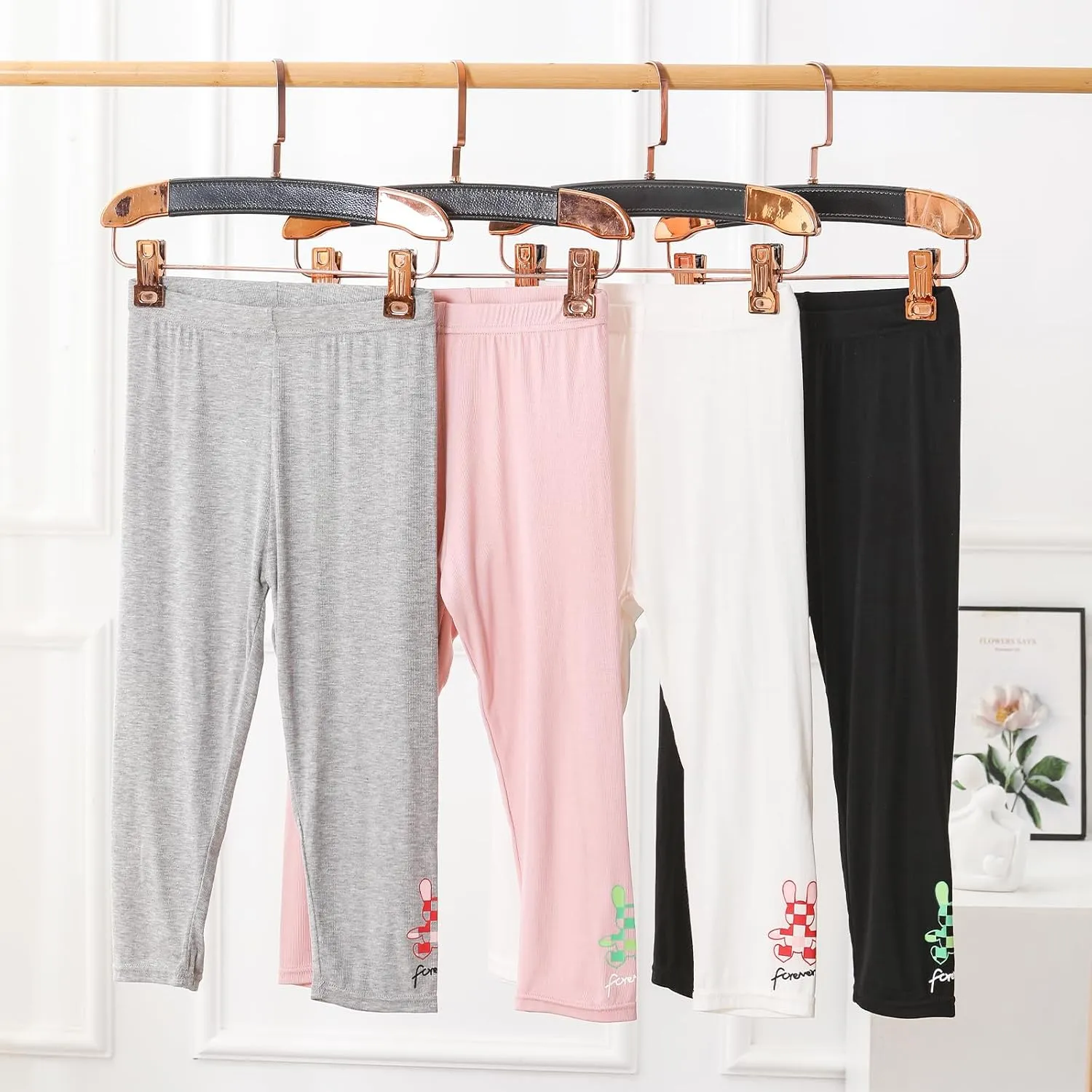 4 Pack Girls Capri Leggings Yoga Pants for Girls 3/4 Summer Pants
