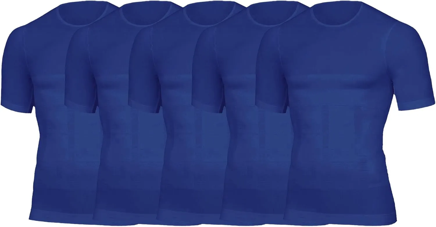 5 Pack Mens Body Shaper Shirt/Vest Slimming Compression Shirt Tank Top Tummy Control Shapewear Undershirt