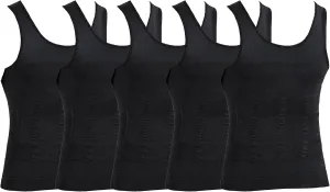 5 Pack Mens Body Shaper Vest Slimming Tummy Control Undershirt Tight Compression Shirt Tank Top Shapewear