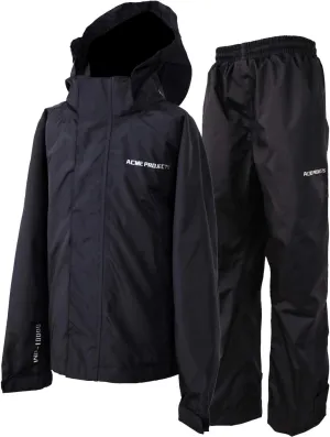 Acmelogy Rain Suit (Jacket   Pants), 100% Waterproof, Breathable, Taped Seam, 10000mm/3000gm, YKK Zipper (Kid's, 10, Black)