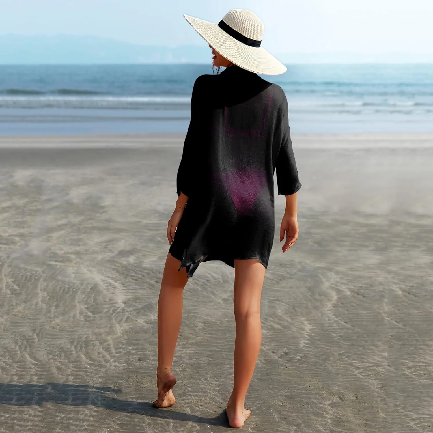 Adisputent Womens Swimsuit Cover up Shirts Long Sleeve Button Down Bikini Beachwear Dress Loose Bathing Suit Cover Ups