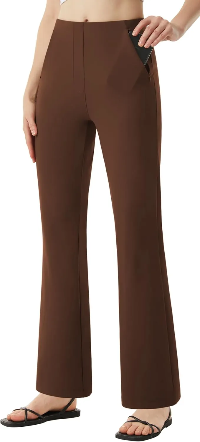 AFITNE Womens Yoga Dress Pants High Waisted Stretchy Straight Leg Business Casual Pants with Pockets Pull On Work Slacks