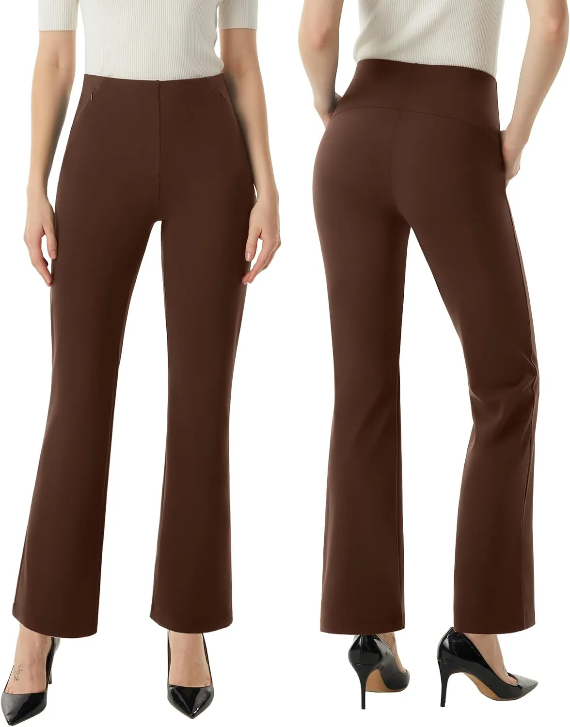 AFITNE Womens Yoga Dress Pants High Waisted Stretchy Straight Leg Business Casual Pants with Pockets Pull On Work Slacks