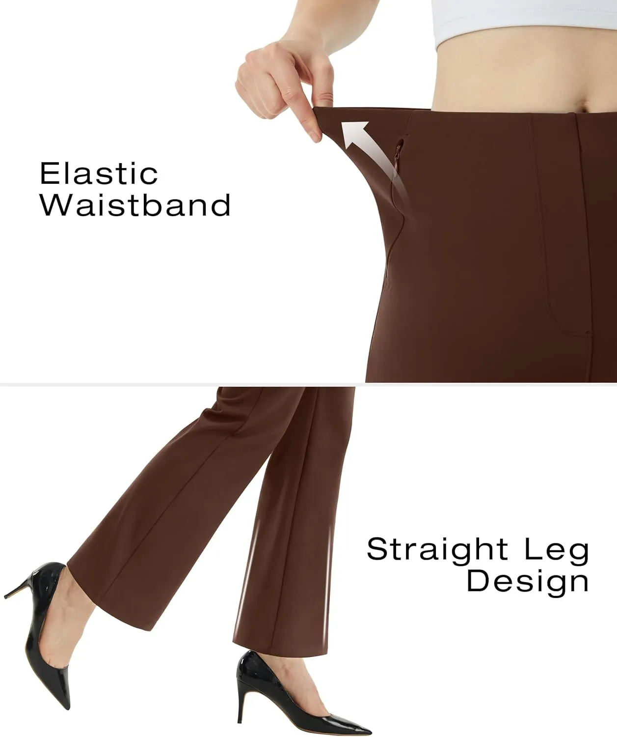 AFITNE Womens Yoga Dress Pants High Waisted Stretchy Straight Leg Business Casual Pants with Pockets Pull On Work Slacks