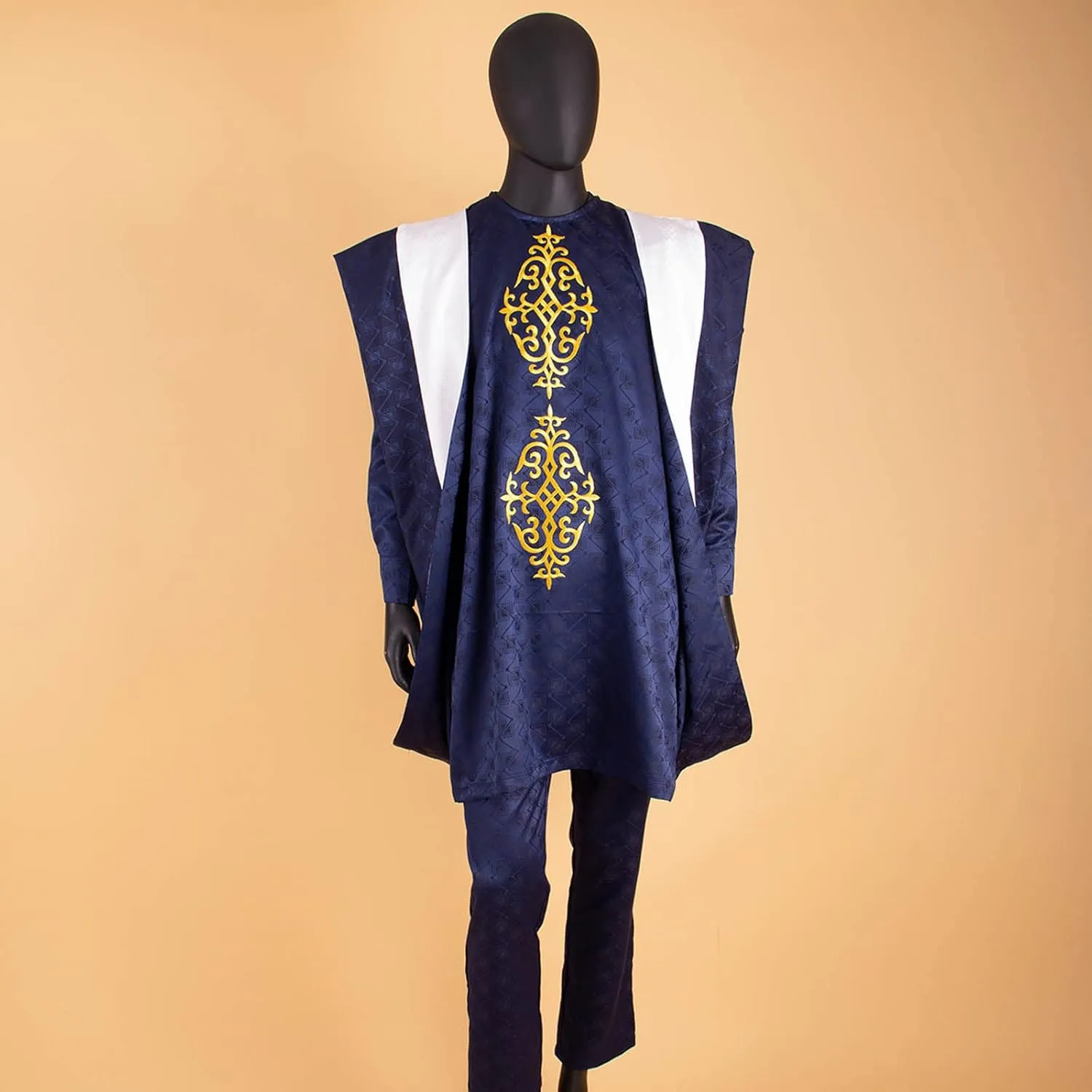 African Clothing for Men Agbada Robe Print Shirts and Ankara Pants 3 Piece Suit for Wedding Evening Outfits