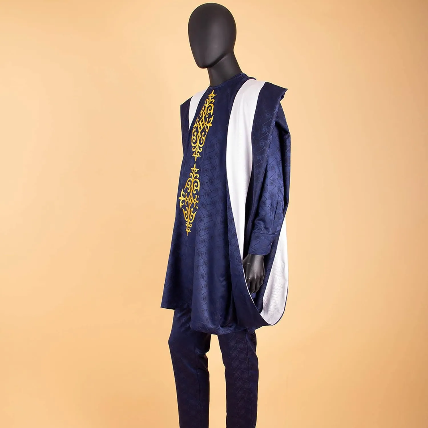 African Clothing for Men Agbada Robe Print Shirts and Ankara Pants 3 Piece Suit for Wedding Evening Outfits