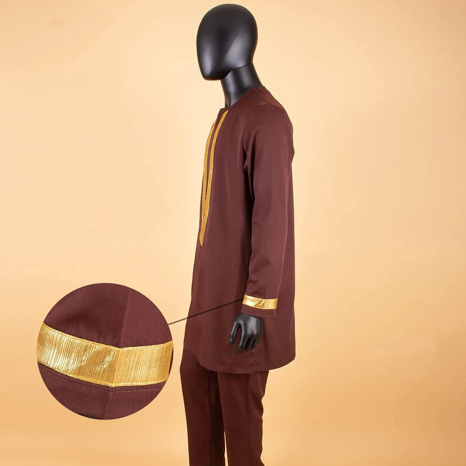 African Clothing for Men Full Sleeve Embroidery Shirts and Pants 2 Pieces Outfits Plus Size African Suit
