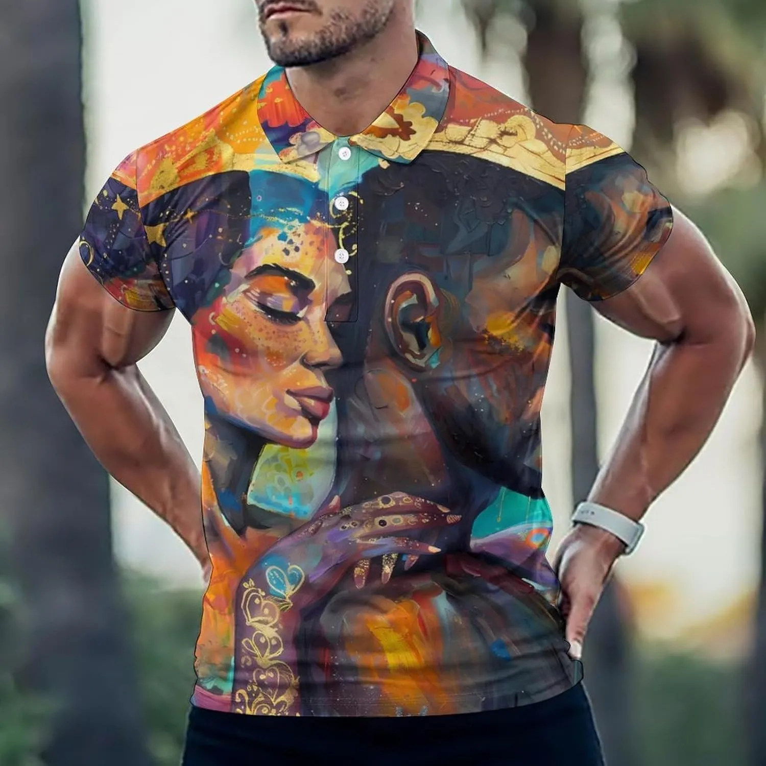 African Queen King Painting Mens Polo Shirts Quick Dry Short Sleeve Golf Slim Fit T Shirt