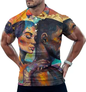 African Queen King Painting Mens Polo Shirts Quick Dry Short Sleeve Golf Slim Fit T Shirt