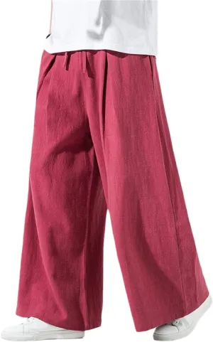 Alloaone Men's Solid Color Harem Pants Harajuku Loose Ankle-Length Trousers Streetwear Pants