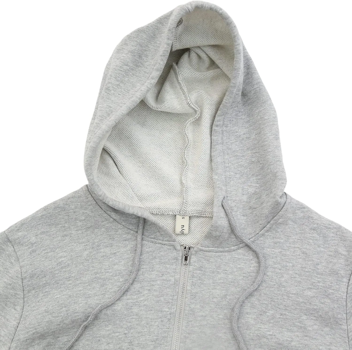 Amazhiyu Women's Cropped Zip up Hoodie Long Sleeves with Drawstring Hooded Cotton Crop Tops