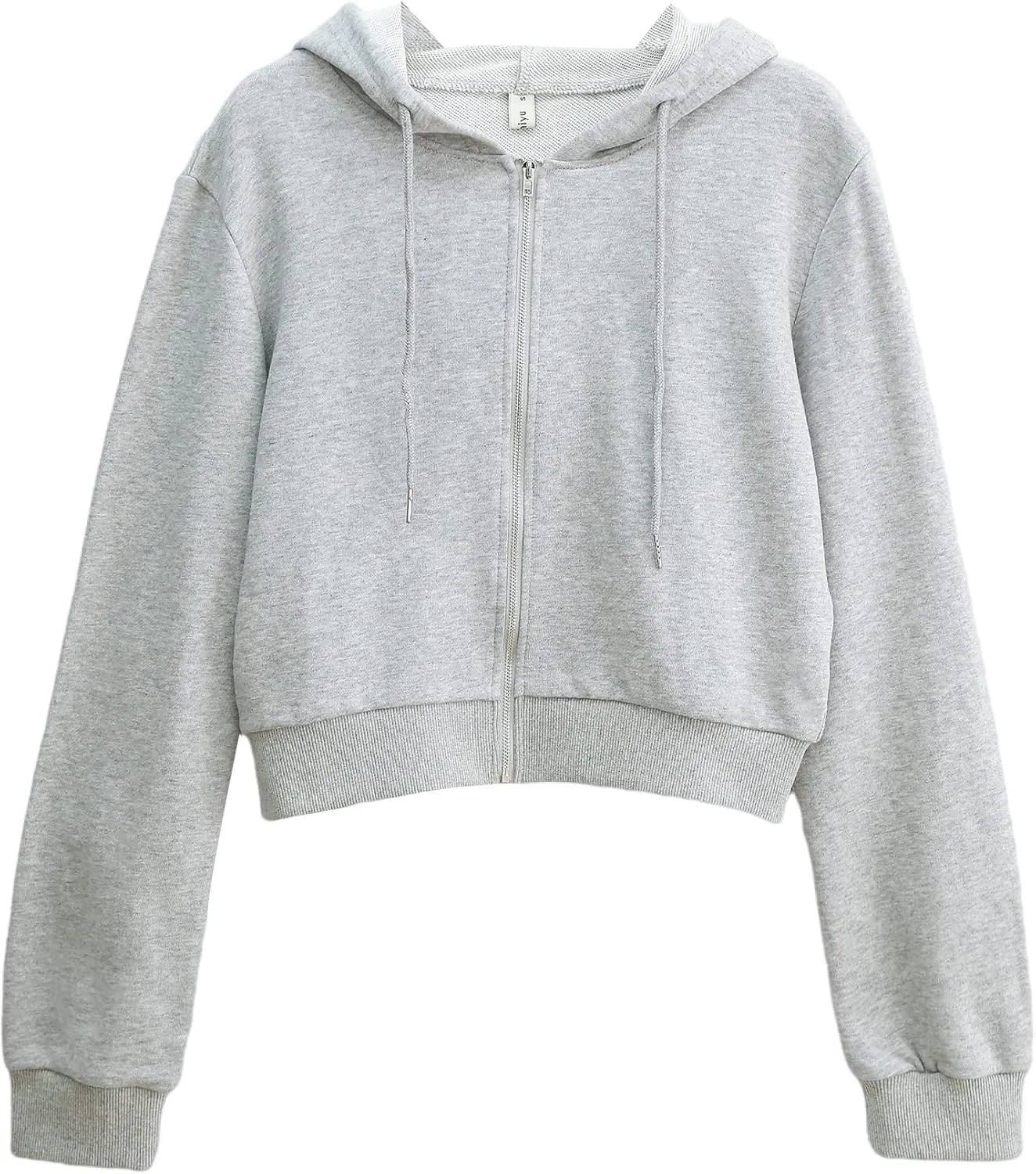 Amazhiyu Women's Cropped Zip up Hoodie Long Sleeves with Drawstring Hooded Cotton Crop Tops