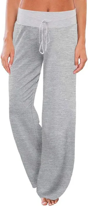 AMiERY Women's Comfy Casual Pajamas Pant Floral Printed High Waist Wide Legs Lounge Pants Trousers