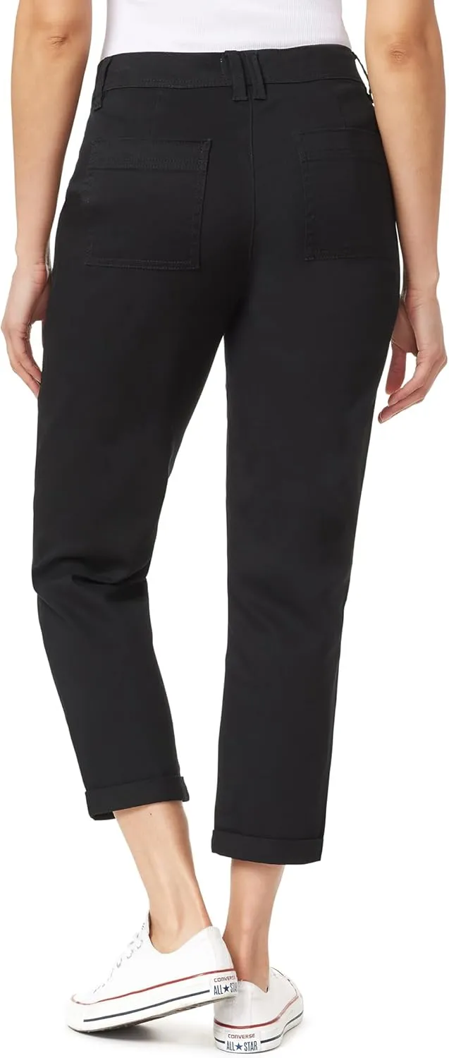 Angels Forever Young Women's Everflex Classic Twill Convertible Straight Mid-Rise Pants