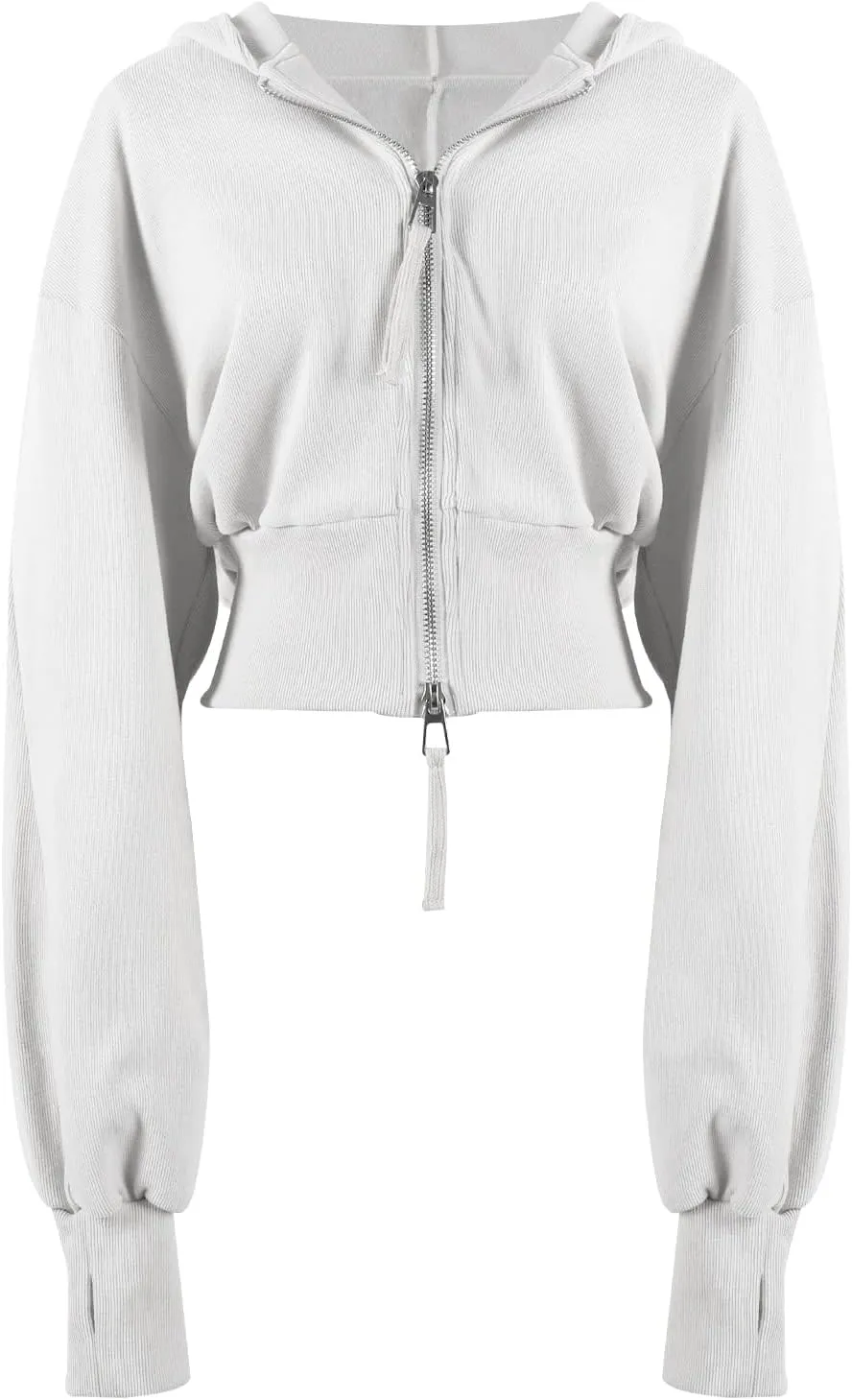 Arssm Cropped Hoodie Women Zip Up Long Sleeve Sweatshirts Casual Fashion Hooded Workout Jacket Crop Top