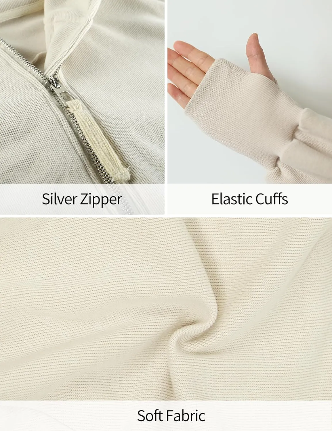 Arssm Cropped Hoodie Women Zip Up Long Sleeve Sweatshirts Casual Fashion Hooded Workout Jacket Crop Top