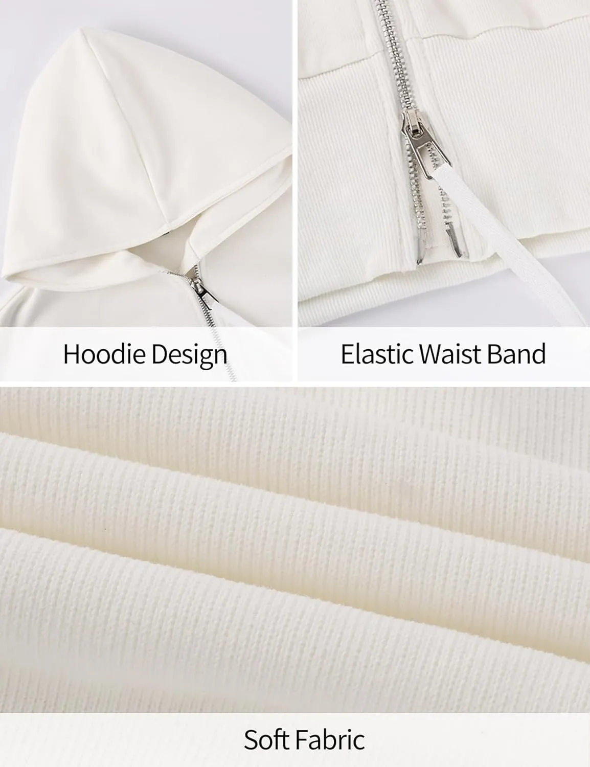 Arssm Cropped Hoodie Women Zip Up Long Sleeve Sweatshirts Casual Fashion Hooded Workout Jacket Crop Top