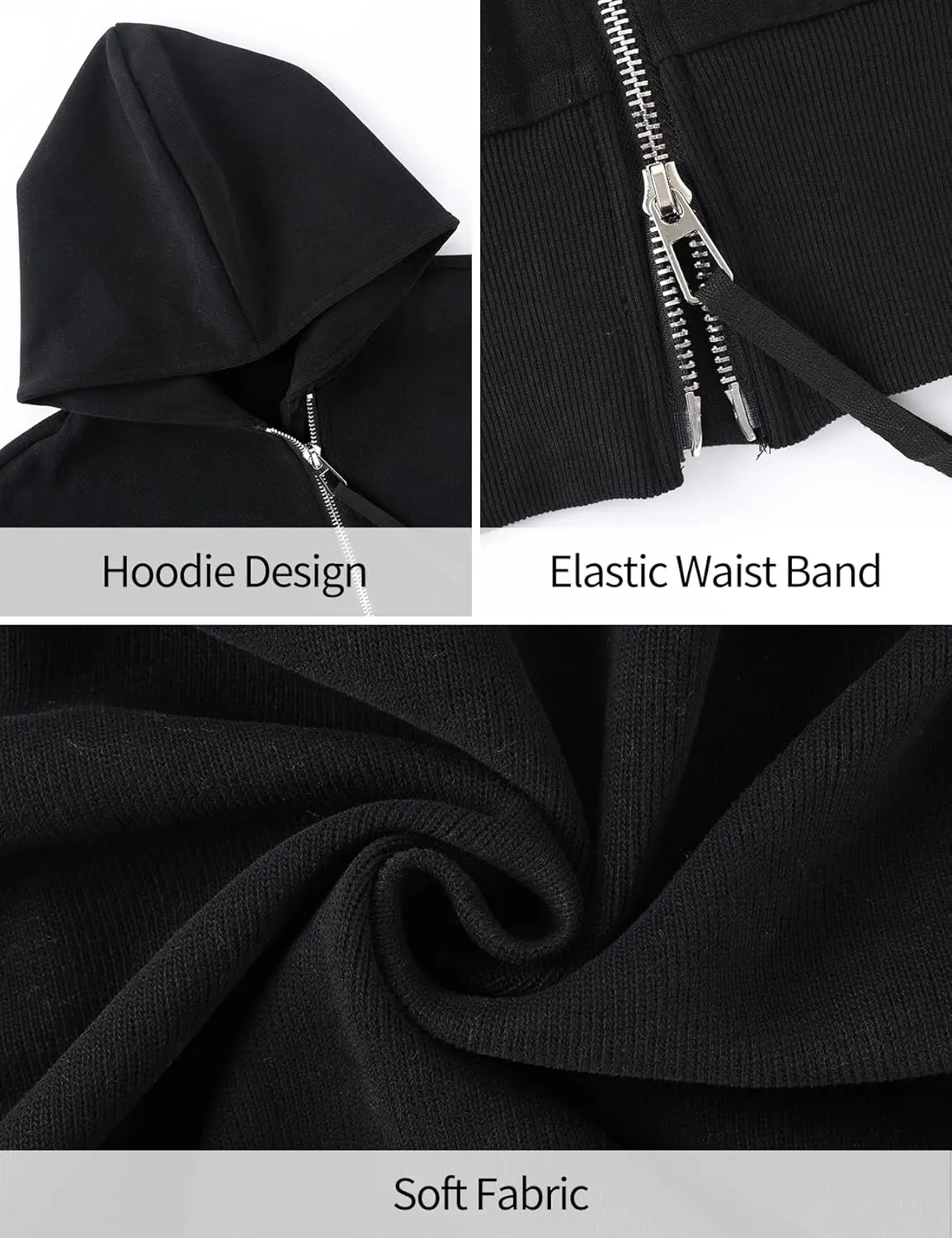 Arssm Cropped Hoodie Women Zip Up Long Sleeve Sweatshirts Casual Fashion Hooded Workout Jacket Crop Top