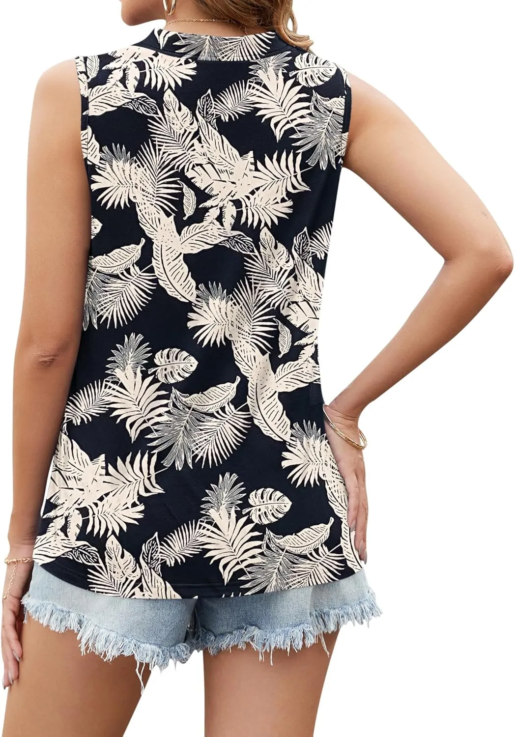 AUSELILY Women's 2025 Summer Slim Tank Tops Ladies V Neck Sleeveless Button Decoration Shirts