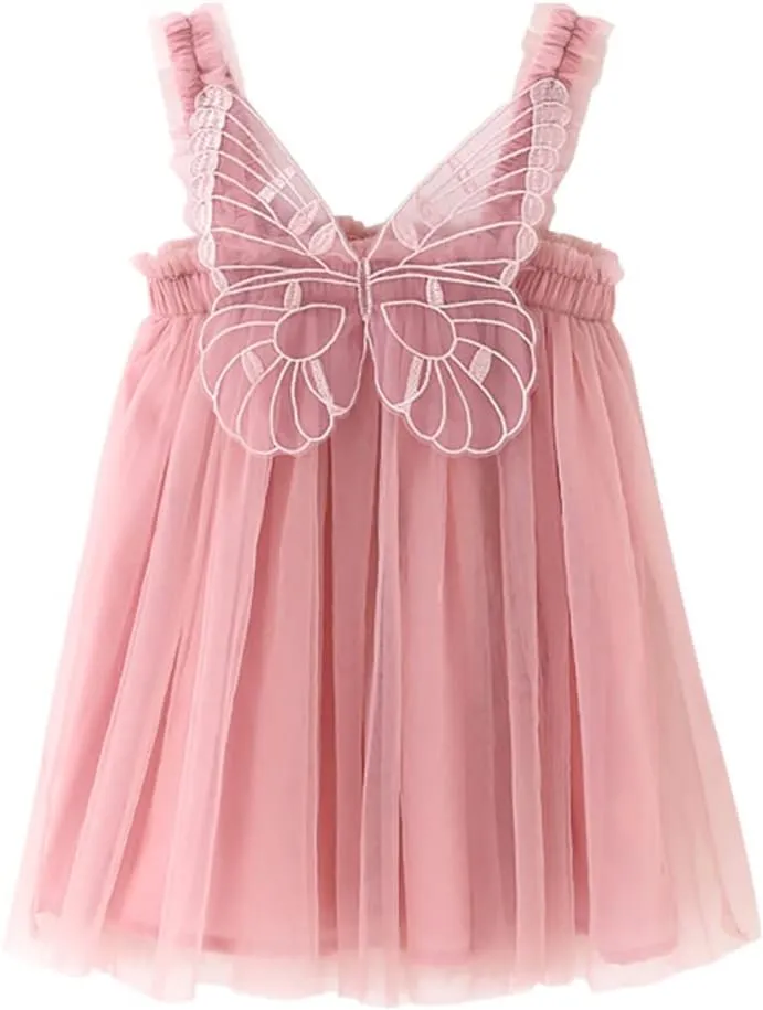 Baby Girls Tulle Tutu Sleeveless Backless Dress with Flower Headband Birthday Party Princess Summer Beach Sundress Skirt Set