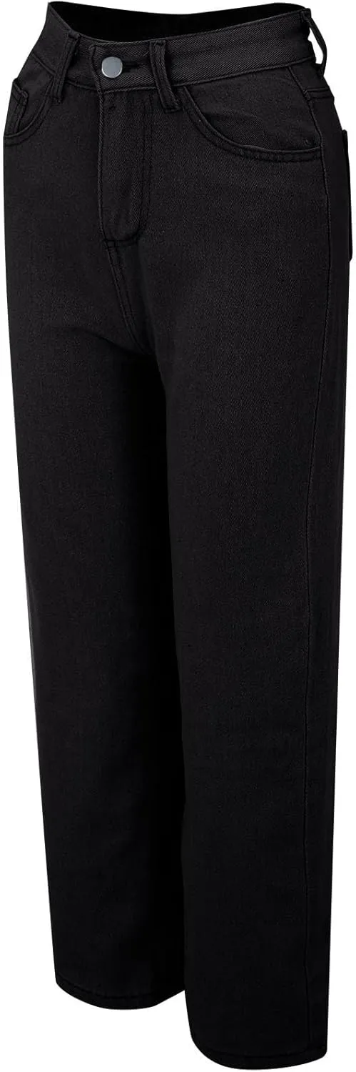 Baggy Pants for Women 2025 Trendy Soild Color Stretchy Wide Leg Jeans y2k Plus Size High Waisted Trousers with Pockets