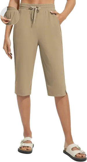 baleaf Women's Long Shorts Quick Dry 15" Swim Pants with Liner UPF50  Swim Capris with Pockets