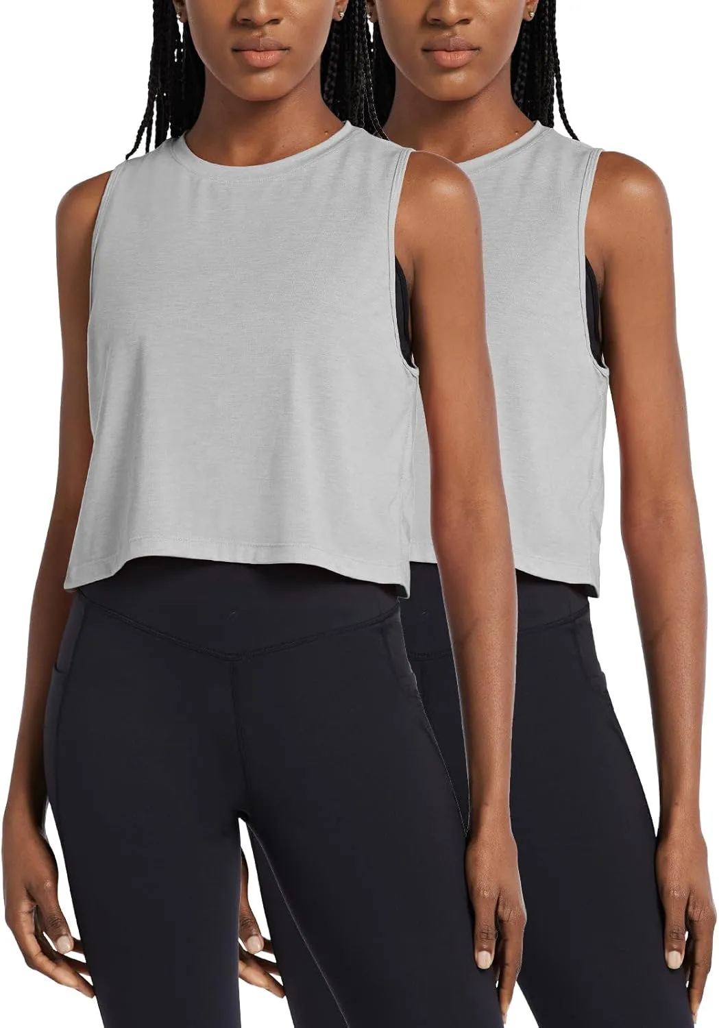 baleaf Workout Tops for Women Crop Tank Top Quick Dry Athletic Gym Exercise Sleeveless Shirts Muscle Yoga Loose Fit
