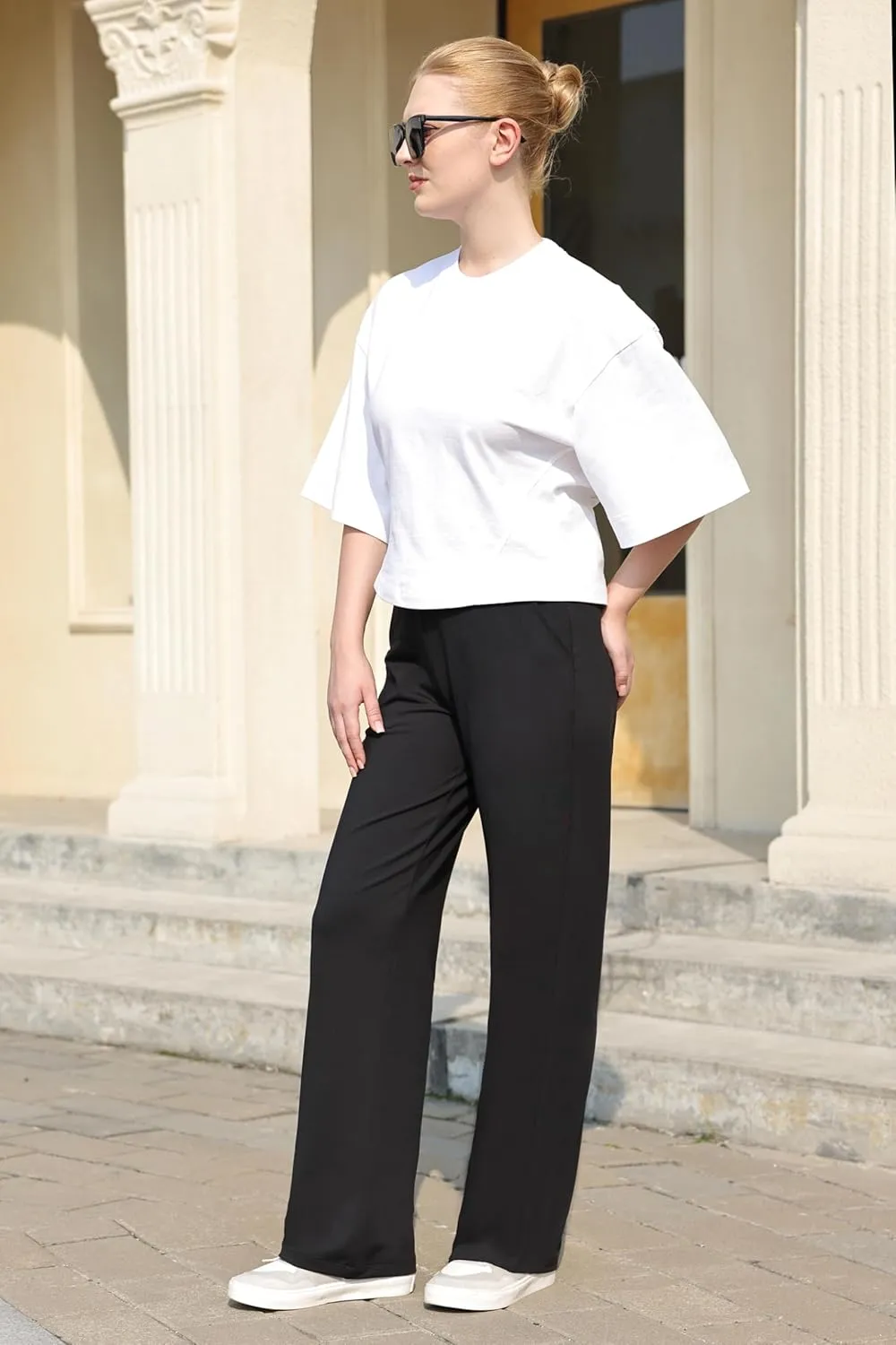 Bamans Dress Pants Women Bootcut Flare Leggings High Waisted Work Business Office Trousers Yoga Slacks with Pockets