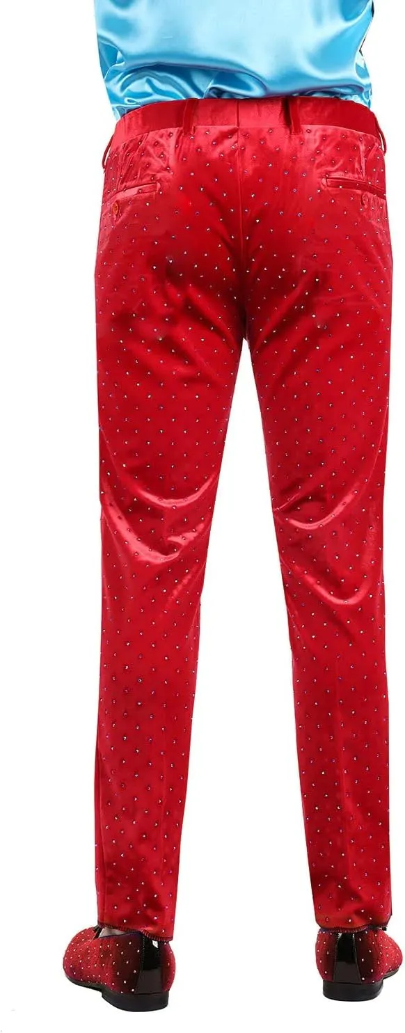 Barabas Men's Rhinestone Velvet Slim Fit Chino Dress Pants 2CP3020