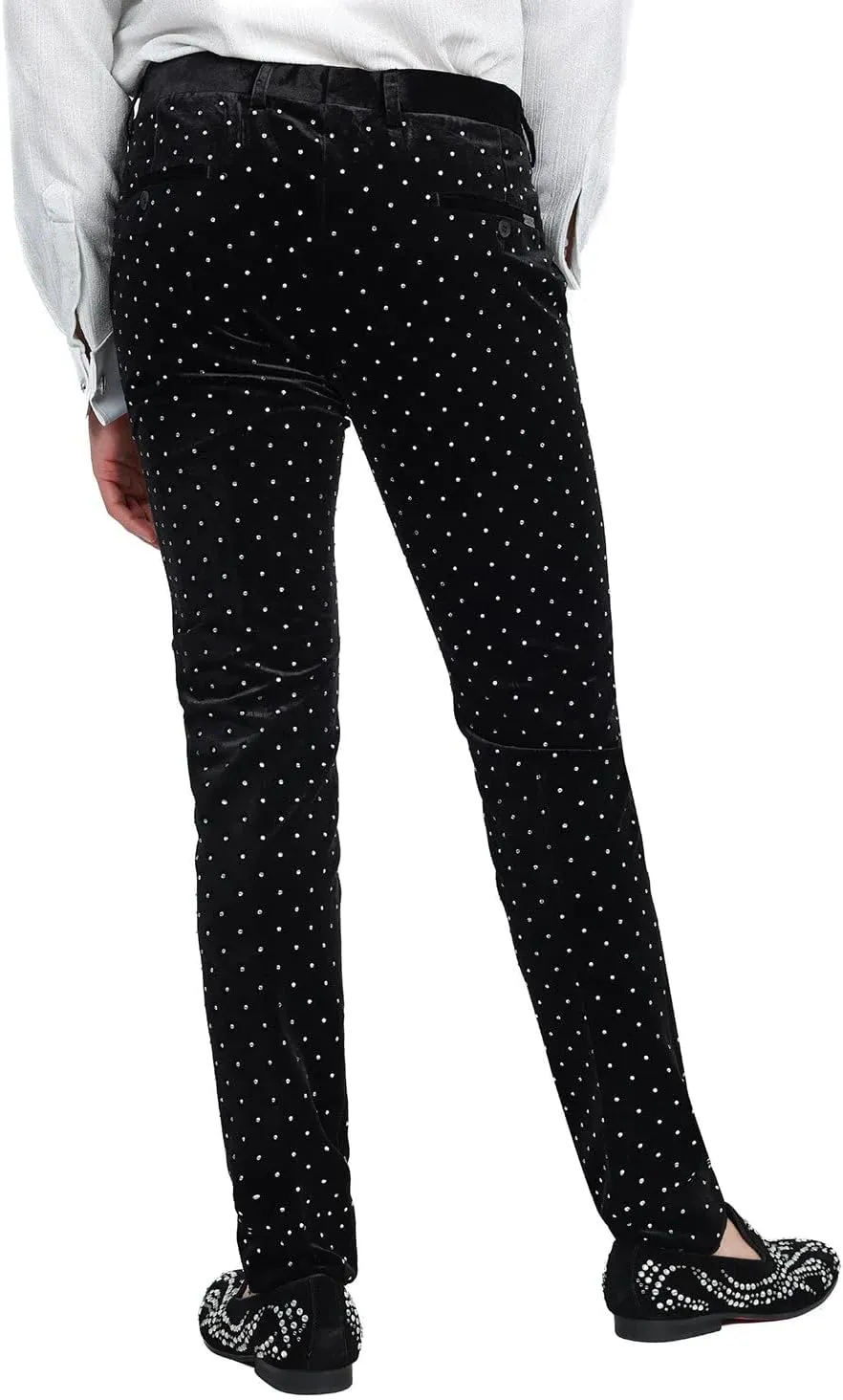 Barabas Men's Rhinestone Velvet Slim Fit Chino Dress Pants 2CP3020