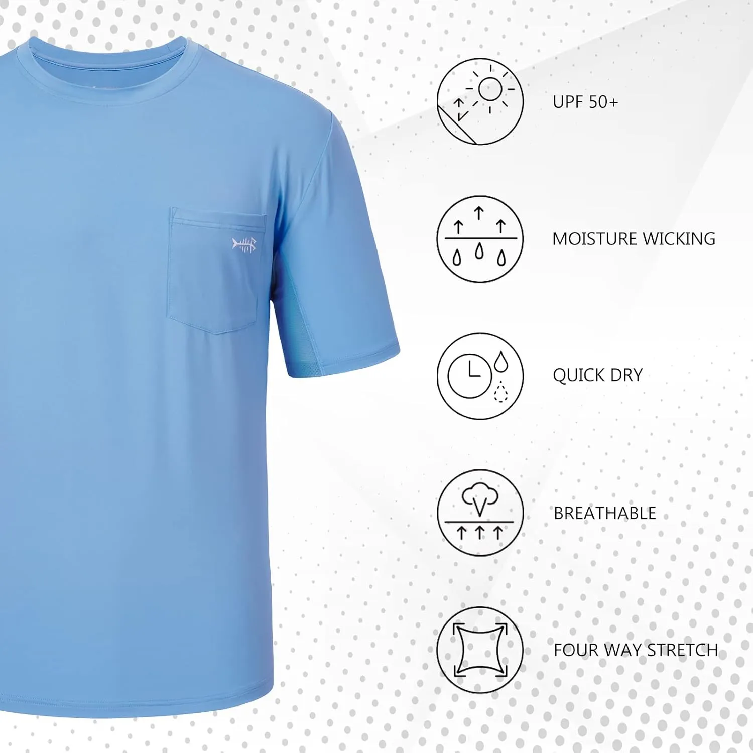 BASSDASH Mens UPF 50  Performance Short Sleeve Pocket T-Shirt UV Sun Protection Fishing Hiking Kayaking Sports Shirts