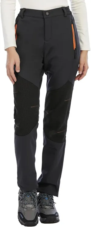 BenBoy Women's Outdoor Waterproof Windproof Fleece Slim Cargo Snow Ski Hiking Pants