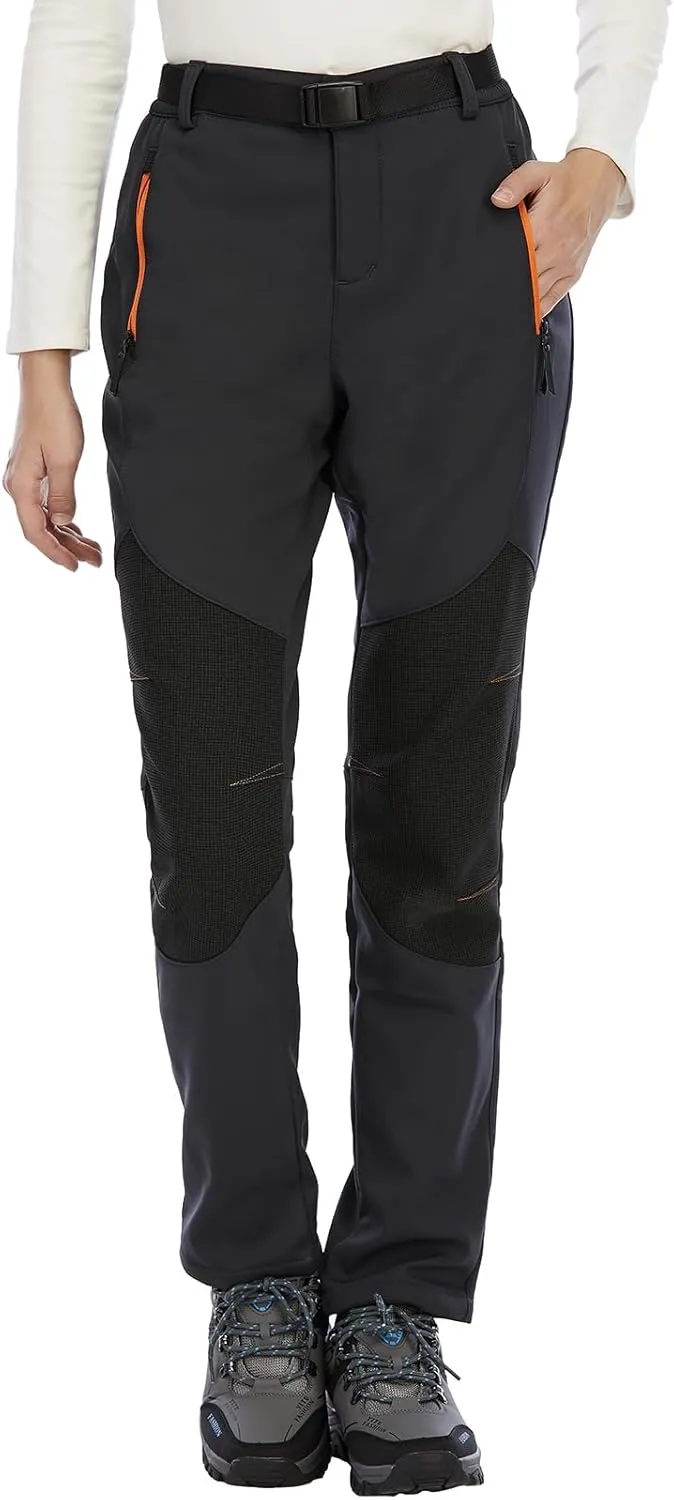 BenBoy Women's Outdoor Waterproof Windproof Fleece Slim Cargo Snow Ski Hiking Pants