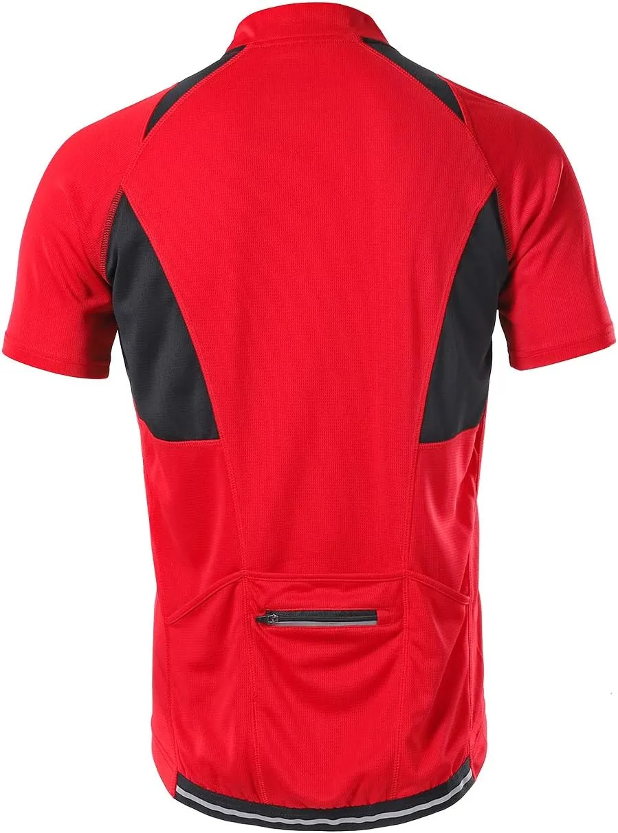 BERGRISAR Men's Half Zipper Cycling Jersey Short Sleeves Bike Bicycle Shirts with Zipper Pocket Quick-Dry Breathable BG060