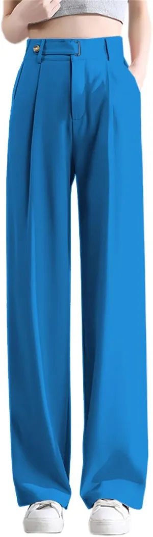 Betusline Women's Wide Leg Long Dress Pants High Waisted Business Casual Straight Office Trousers.X-Small-XX-Large