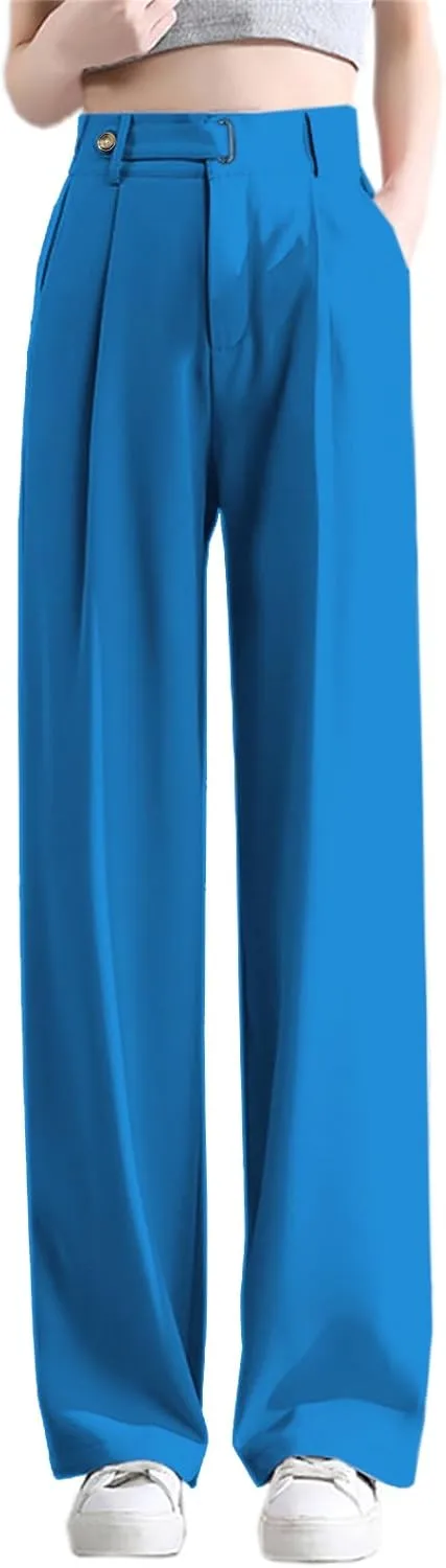Betusline Women's Wide Leg Long Dress Pants High Waisted Business Casual Straight Office Trousers.X-Small-XX-Large