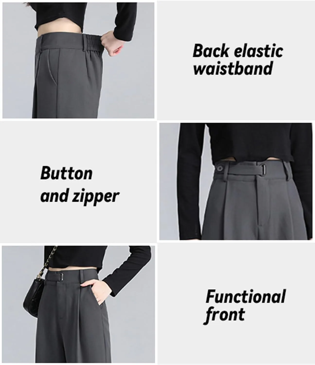 Betusline Women's Wide Leg Long Dress Pants High Waisted Business Casual Straight Office Trousers.X-Small-XX-Large