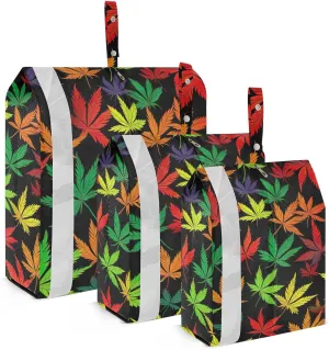 Black Colorful Leaves Packing Cubes for Suitcases 3 Set Compression Lightweight Luggage Packing Organizers for Carry on Suitcase Travel Essentials Luggage Organizer Bags Set